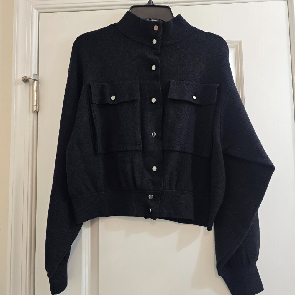 Marled Sweater Jacket - Black with Silver Buttons - Picture 8 of 8